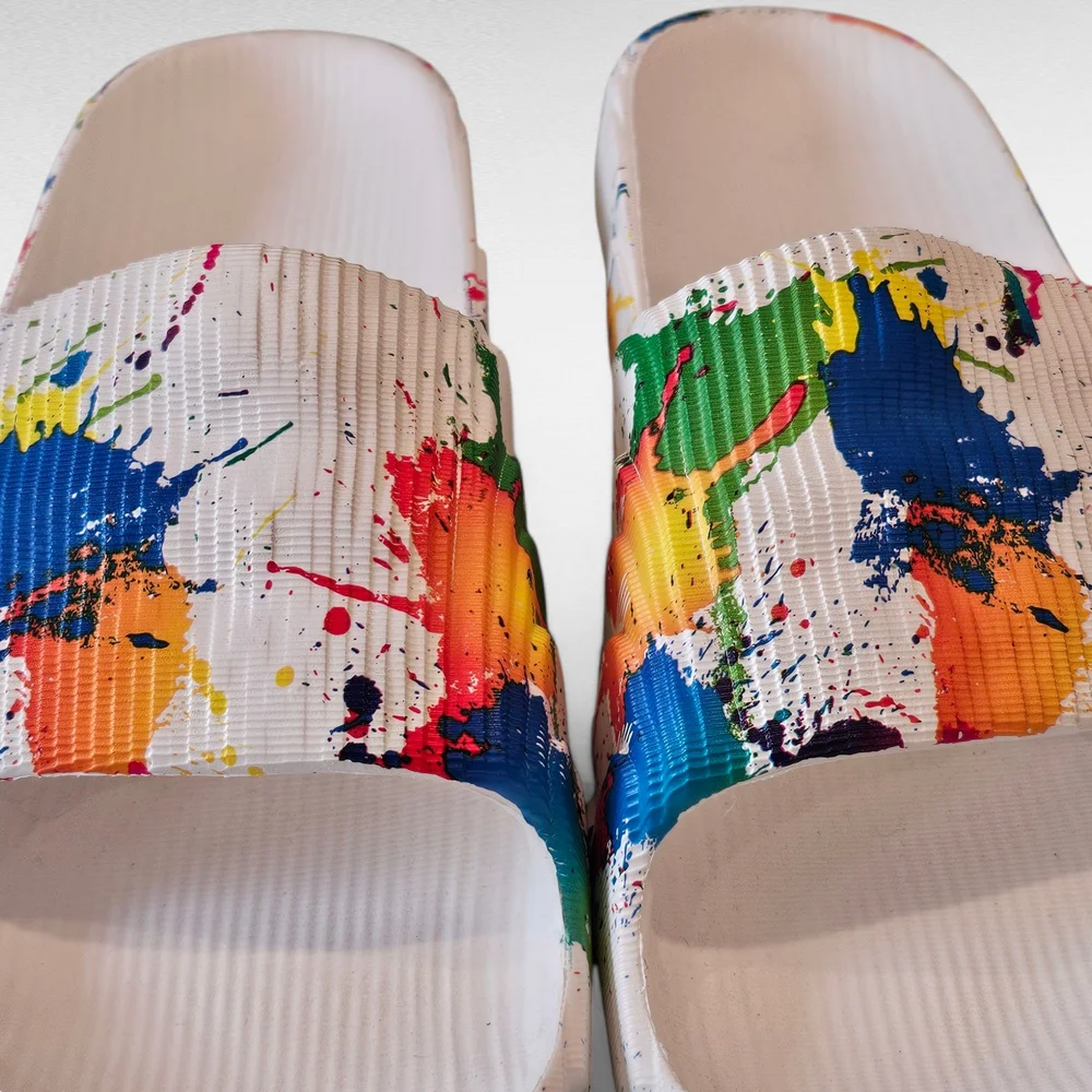 Colorful Paint Splatter Slides Size EU 41/42